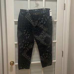 NEW Hollister fun paisley black print jeans, size 17 S, waist 33, length 25